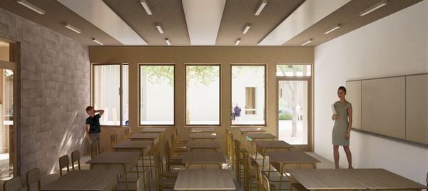 Salle de classe - matériaux et luminosité naturels - Groupe scolaire - Saint-Hilaire (31)